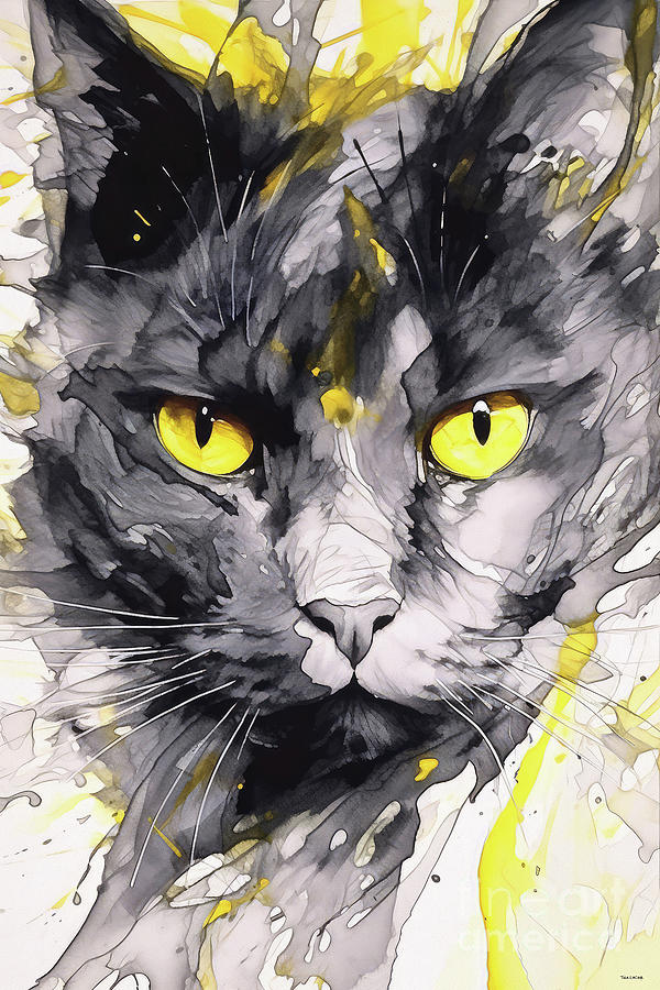 Black Magic Feline Painting by Tina LeCour