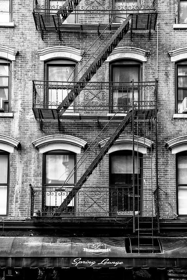 Black Manhattan Series - Black Fire Escape Stairs Photograph by Philippe HUGONNARD
