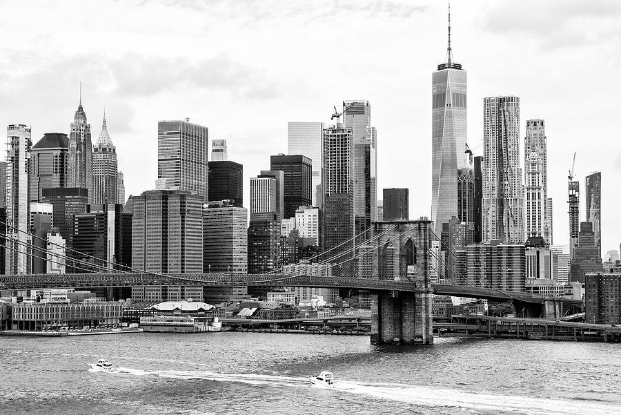 Black Manhattan Series - Brooklyn Bridge East River Photograph by Philippe HUGONNARD