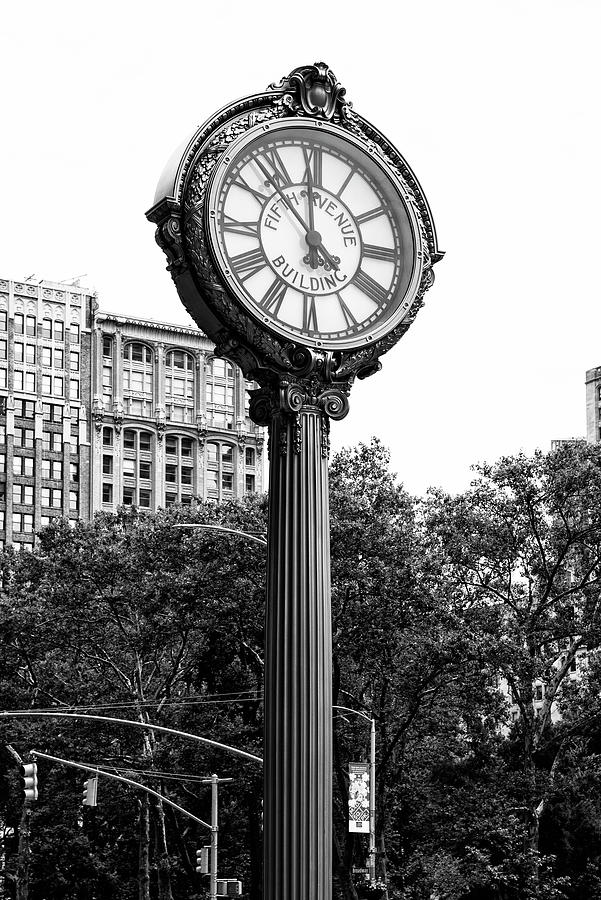 Black Manhattan Series - Fifth Avenue Clock Photograph by Philippe HUGONNARD