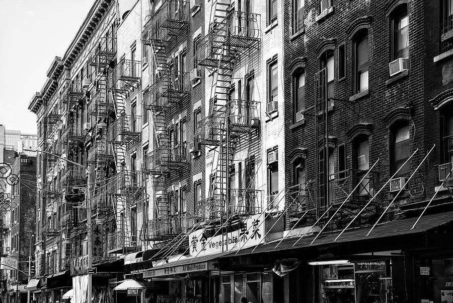 Black Manhattan Series - NYC Chinatown Buildings Photograph by Philippe HUGONNARD