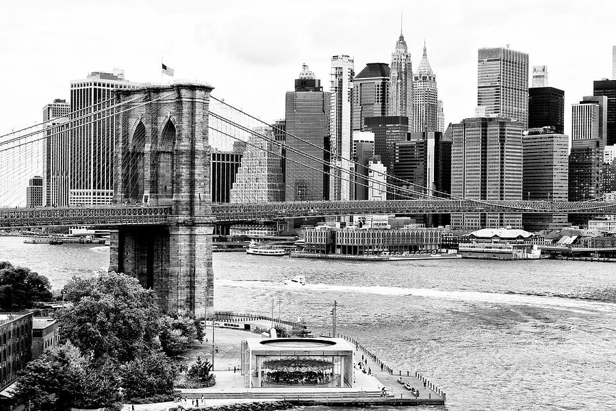Black Manhattan Series - The Brooklyn Bridge Photograph by Philippe HUGONNARD