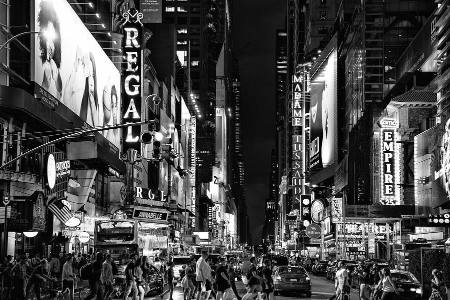Black Manhattan Series - Times Square by Night Photograph by Philippe HUGONNARD
