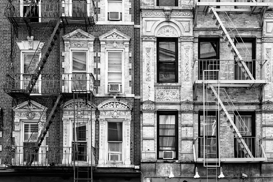 Black Manhattan Series - Two Fire Escape Stairs Photograph by Philippe HUGONNARD
