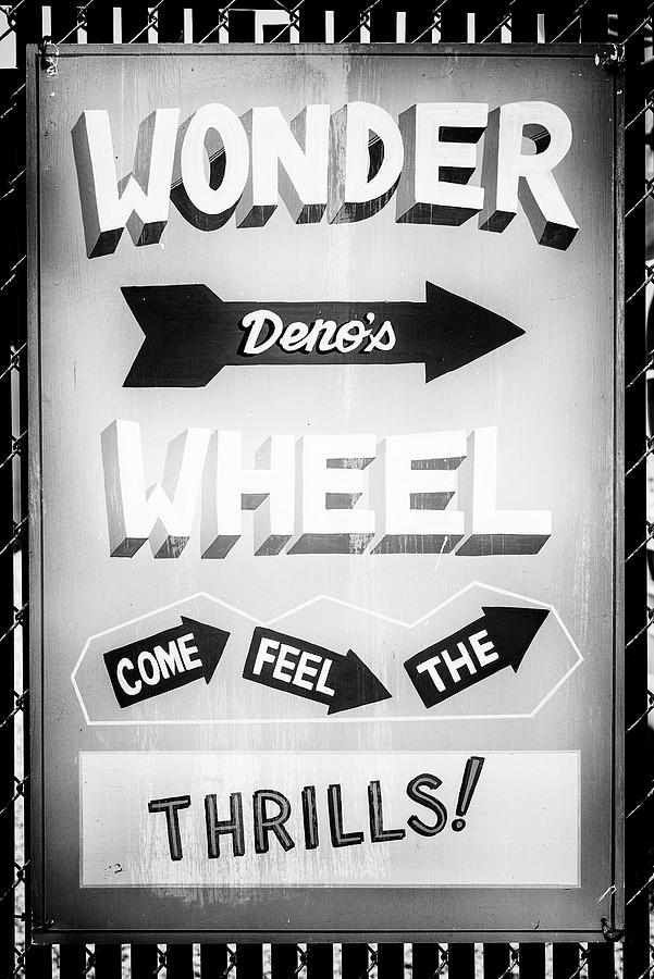 Black Manhattan Series - Vintage Wonder Wheel Sign Photograph by Philippe HUGONNARD