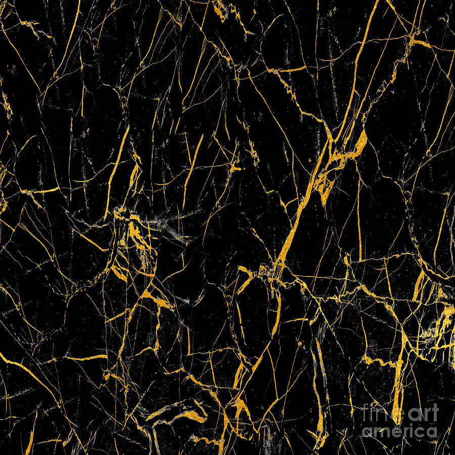 Black Marble Pattern Wallpaper With Gold Veins Digital Printing