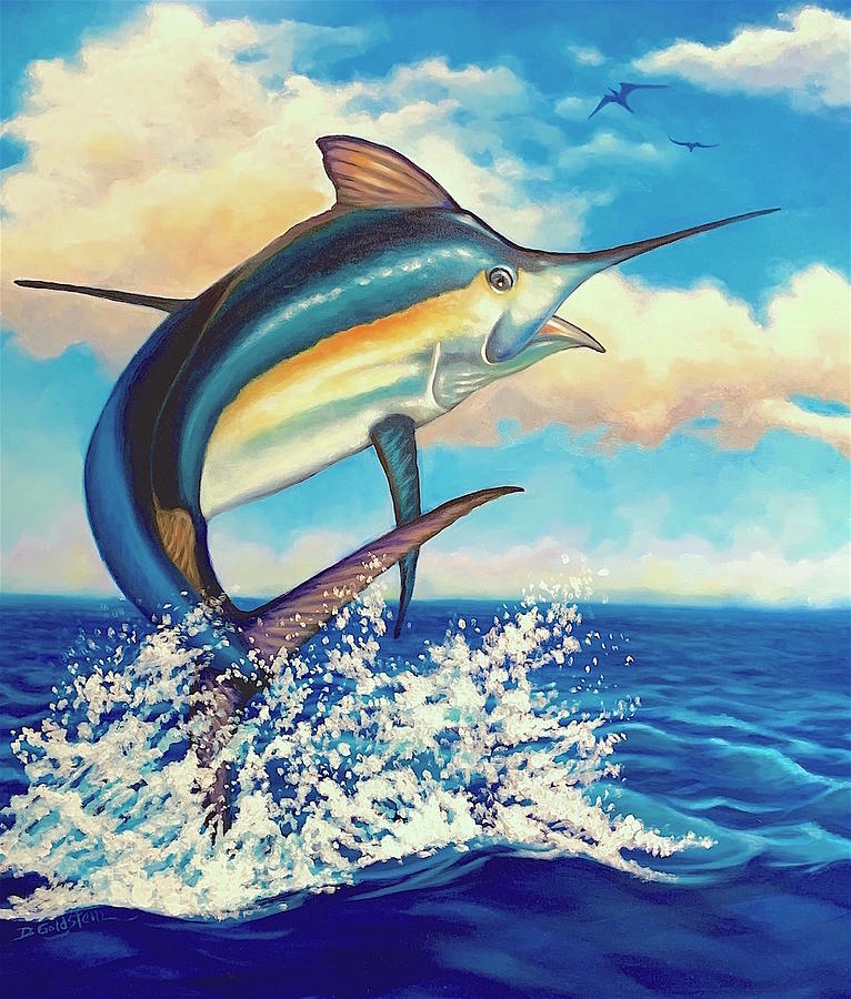 Black Marlin Rising Painting by David Goldstein - Fine Art America