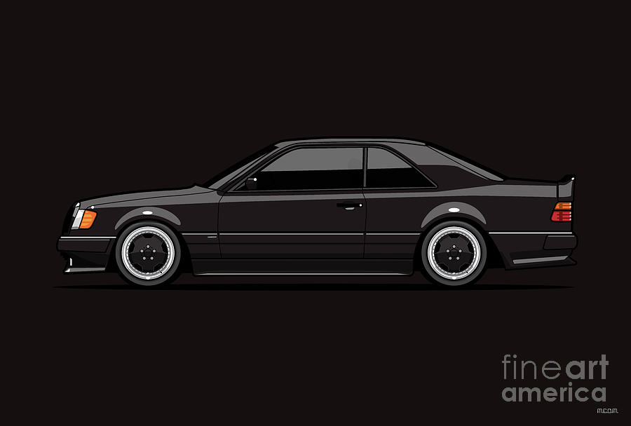 Black MB C124 300CE 6.0 A M G Hammer Widebody Coupe Digital Art by Monkey Crisis On Mars