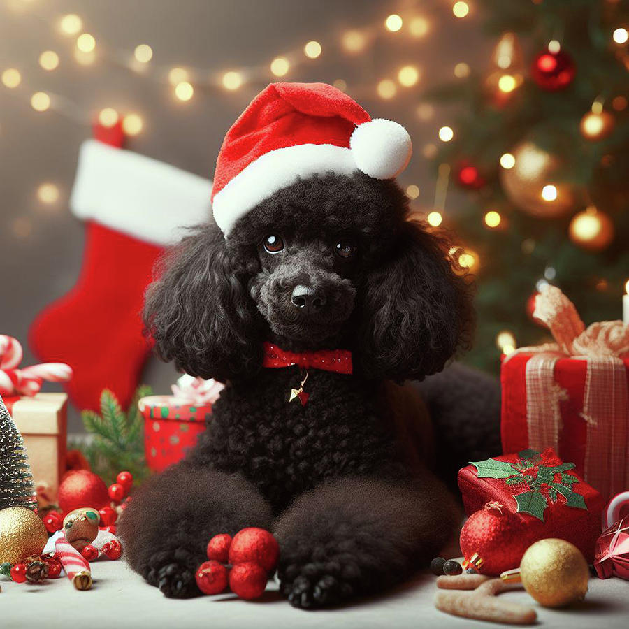Black Miniature Poodle Christmas Photograph by Tilly Williams - Fine ...