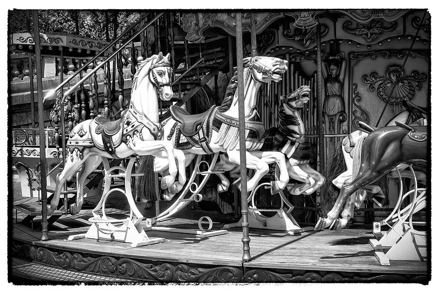 Black Montmartre Series - Paris Carousel Photograph by Philippe HUGONNARD