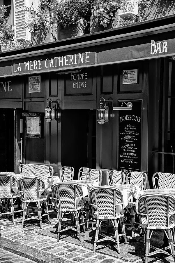 Black Montmartre Series - Parisian Restaurant Photograph by Philippe HUGONNARD