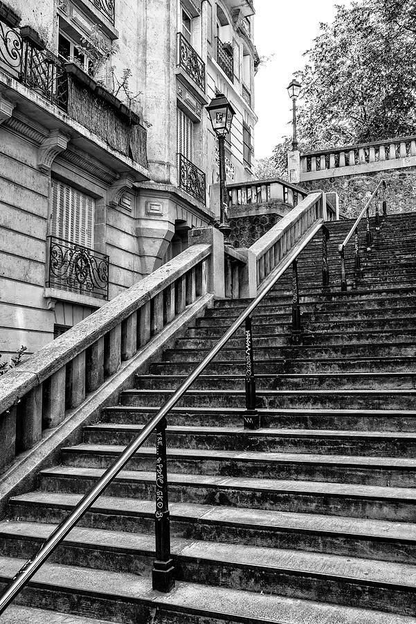 Black Montmartre Series - Parisian Stair Railing Photograph by Philippe HUGONNARD