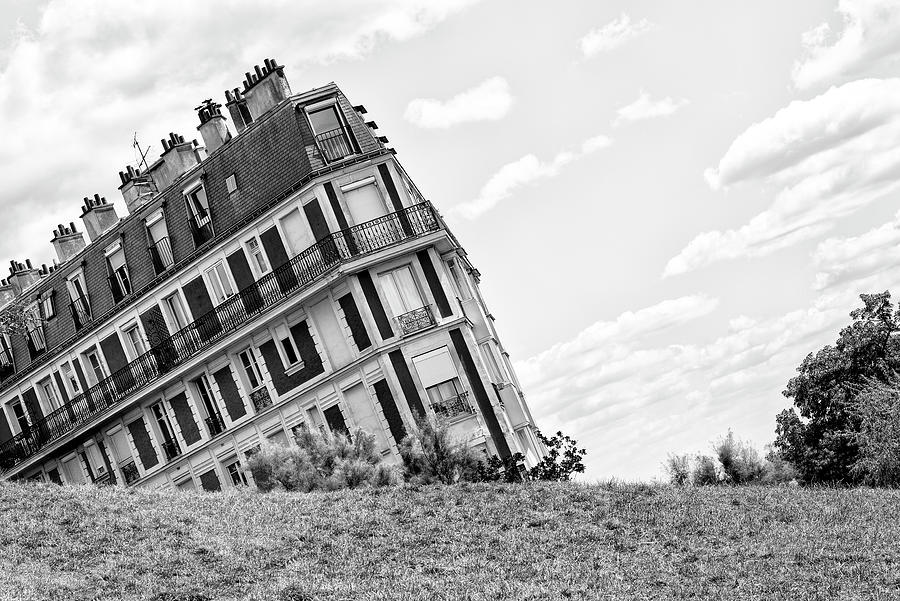 Black Montmartre Series - Sinking Building Photograph by Philippe HUGONNARD