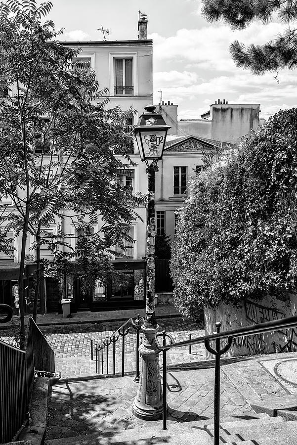Black Montmartre Series - Street in Paris Photograph by Philippe HUGONNARD