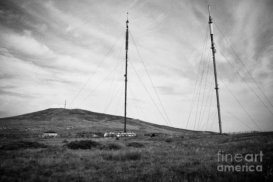 Black mountain transmitting station with the peak of divis mountain in