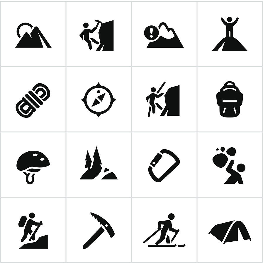 Black Mountaineering Icons Drawing by Appleuzr
