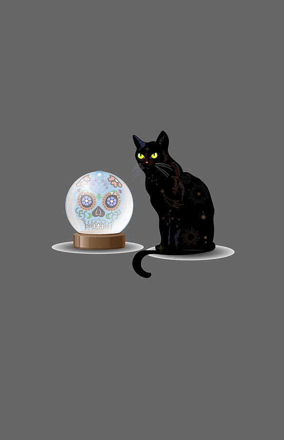Black mystical Cat  Digital Art by Kim Prowse