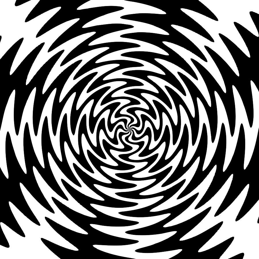 Black nd White Psychedelic Twist Background Drawing by RobinOlimb