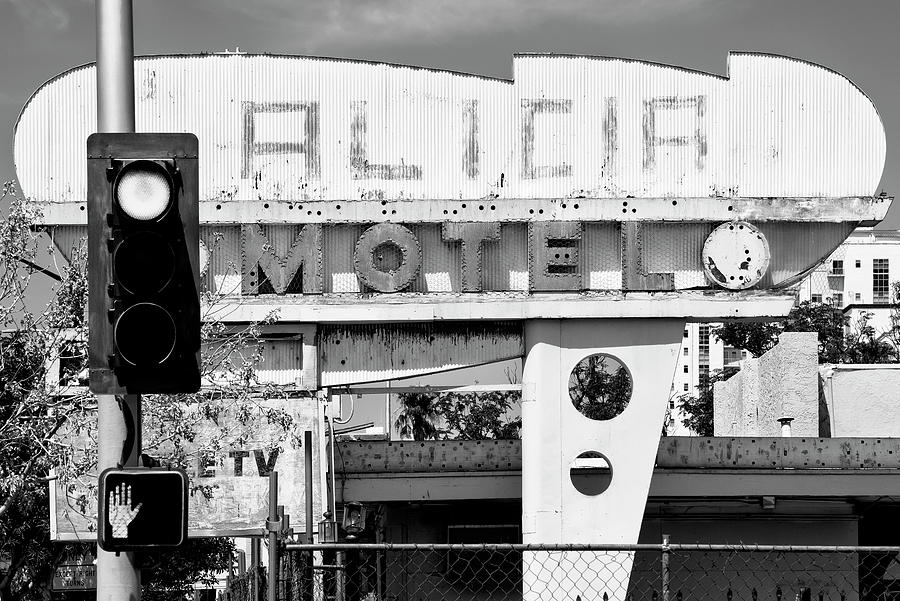 Black And White Photograph - Black Nevada Series - Alicia Motel Vegas by Philippe HUGONNARD