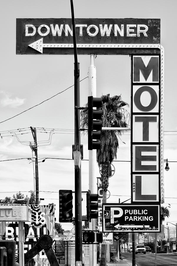 Black Nevada Series - Downtowner Motel Photograph by Philippe HUGONNARD