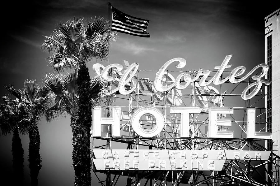 Black And White Photograph - Black Nevada Series - El Cortez Hotel Vegas by Philippe HUGONNARD