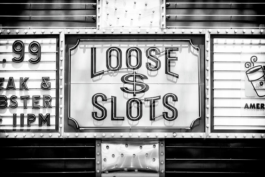 Black And White Photograph - Black Nevada Series - Loose Dollars Slots by Philippe HUGONNARD
