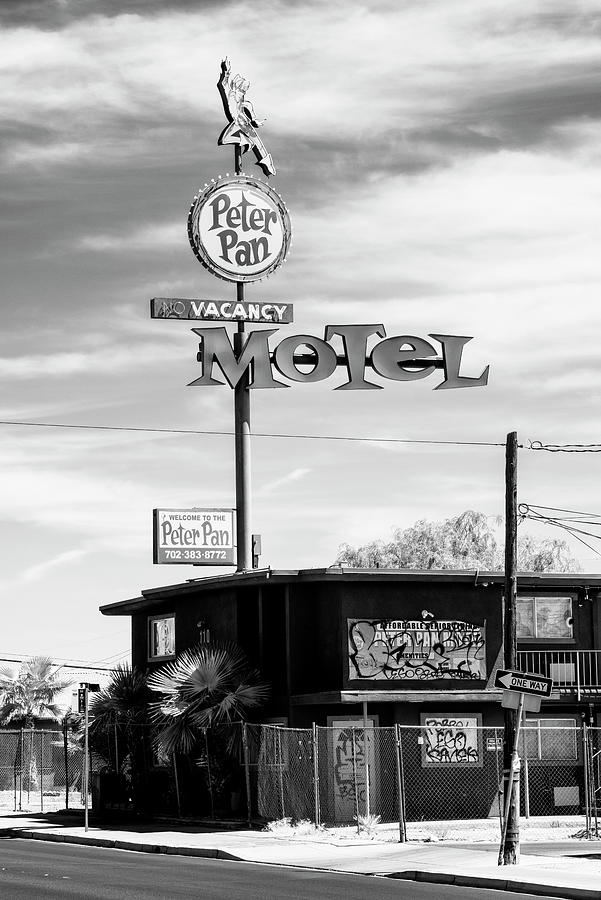 Black Nevada Series - Peter Pan Motel Old Vegas Photograph by Philippe HUGONNARD