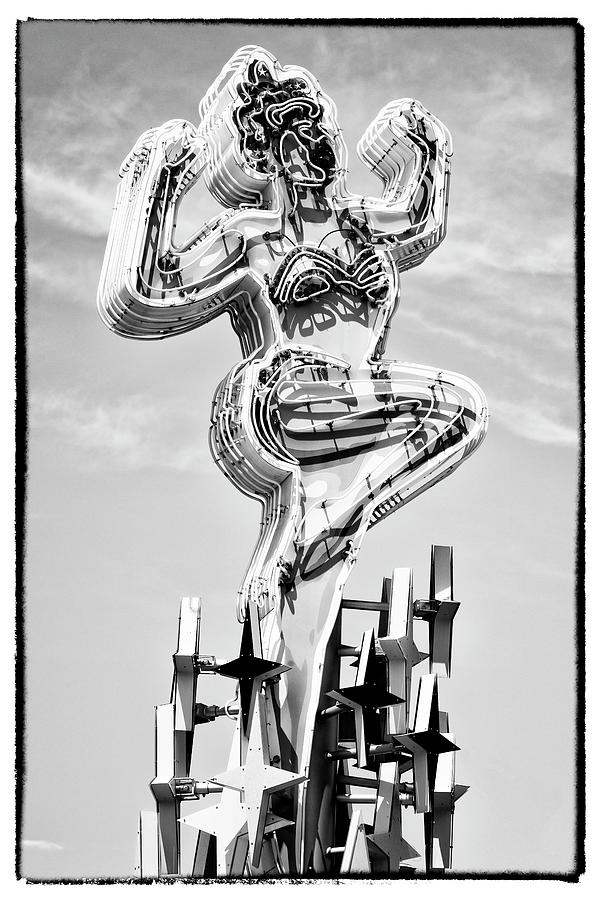 Black And White Photograph - Black Nevada Series - Showgirl Fremont Street by Philippe HUGONNARD
