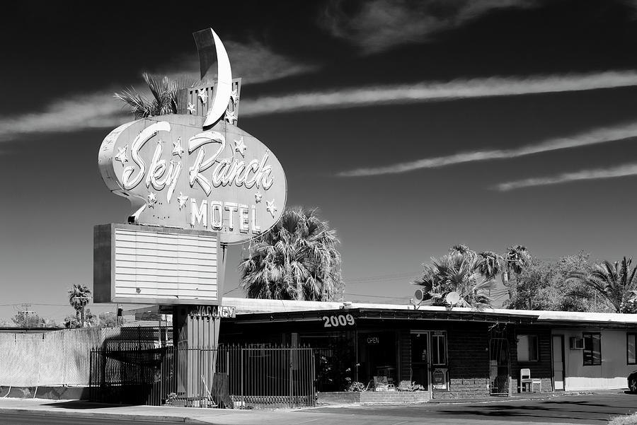 Black Nevada Series - Sky Ranch Motel Vegas Photograph by Philippe HUGONNARD