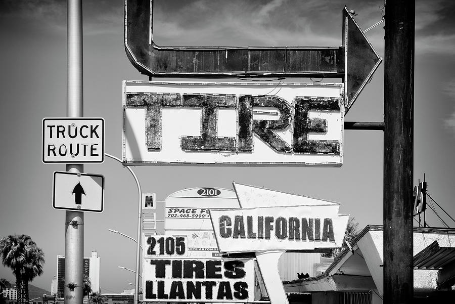 Black And White Photograph - Black Nevada Series - TIRE by Philippe HUGONNARD