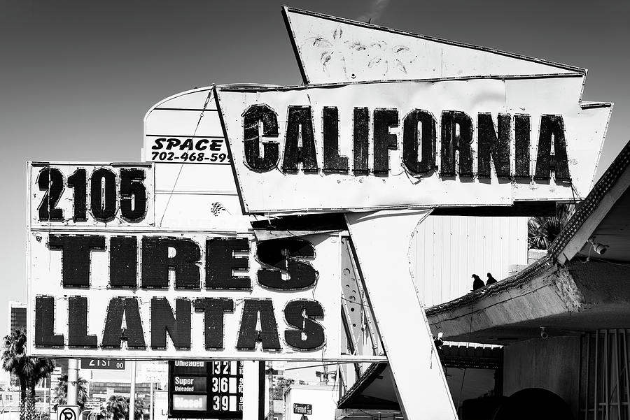 Black And White Photograph - Black Nevada Series - Tires California by Philippe HUGONNARD
