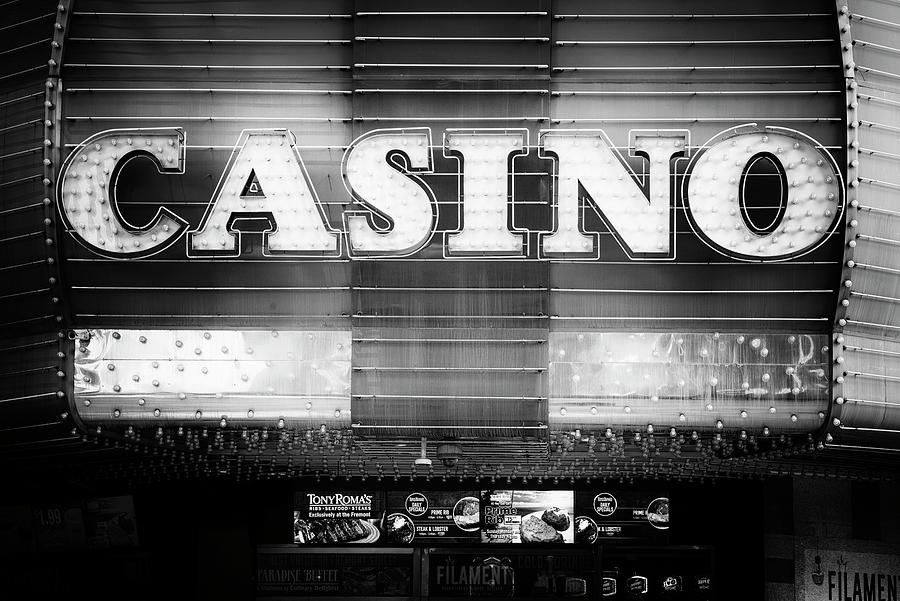 Black And White Photograph - Black Nevada Series - Vegas Casino by Philippe HUGONNARD