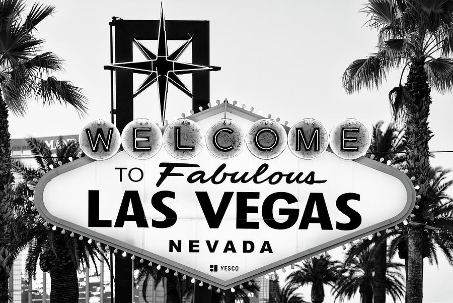 Black And White Photograph - Black Nevada Series - Welcome to Fabulous Las Vegas Nevada by Philippe HUGONNARD