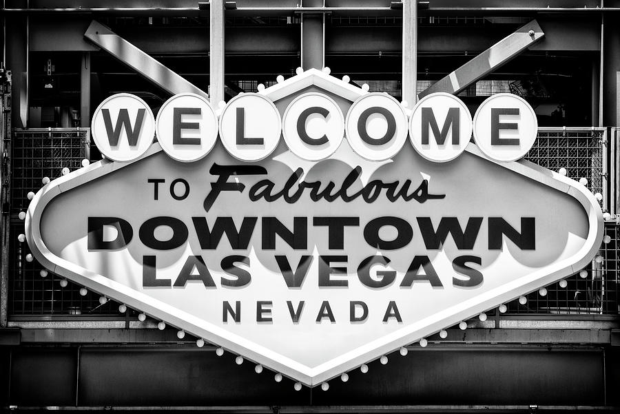 Black And White Photograph - Black Nevada Series - Welcome Vegas by Philippe HUGONNARD