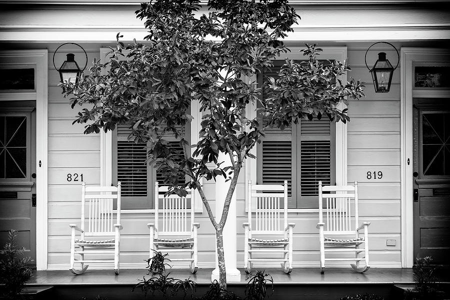Black NOLA Series - 4 Rocking Chairs Photograph by Philippe HUGONNARD