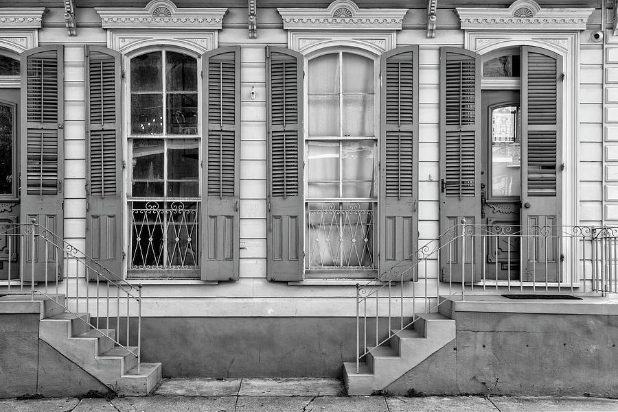 Black NOLA Series - Facade French Quarter Photograph by Philippe HUGONNARD