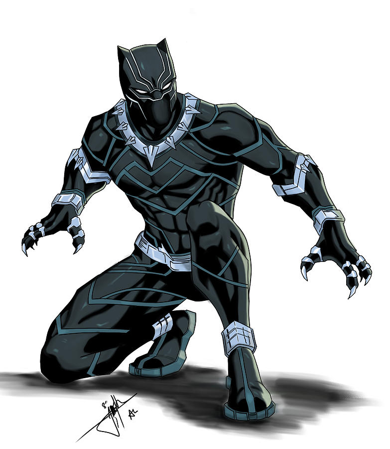 Black Panther Drawing by Al - Pixels