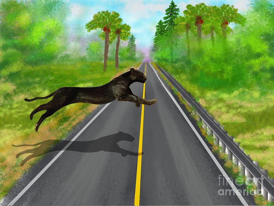 Black Panther Leap Digital Art by Gary F Richards