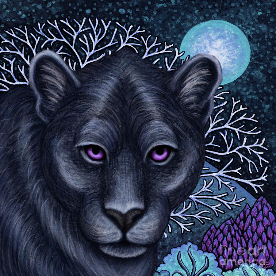 Black Panther Moon Painting by Amy E Fraser