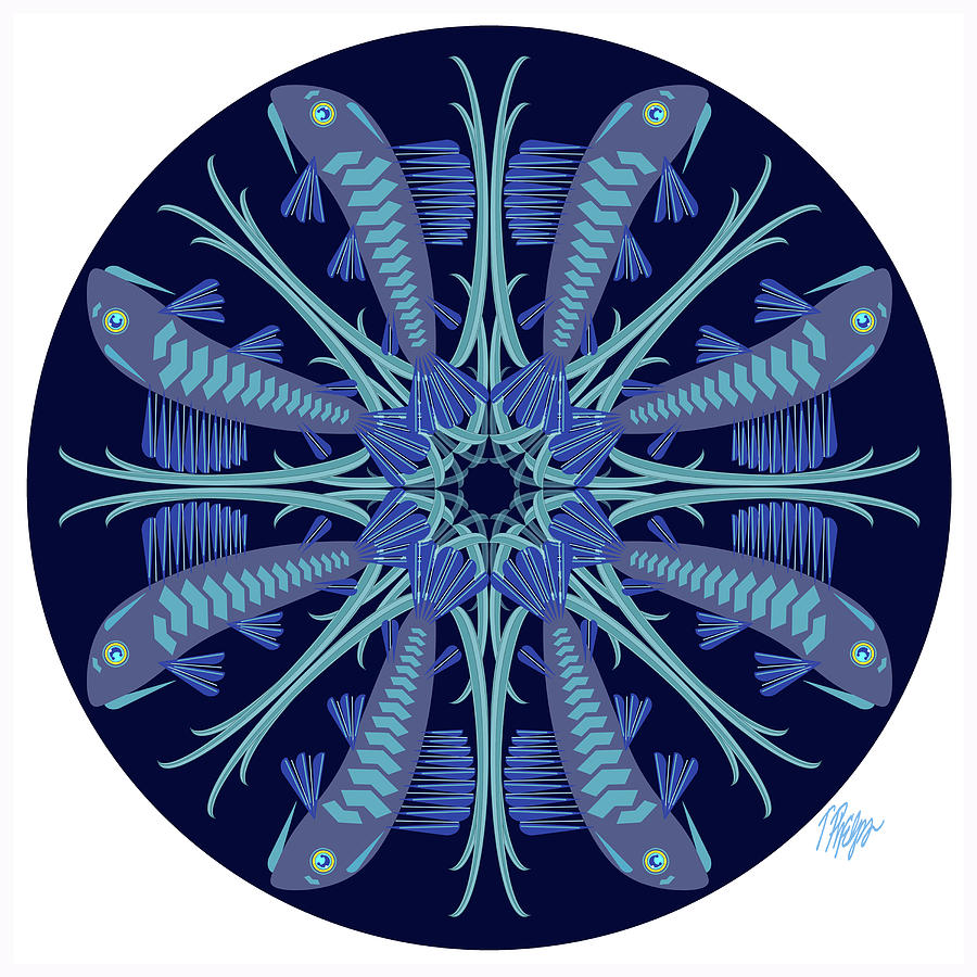 Black Plecostomus Nature Mandala Digital Art by Tim Phelps