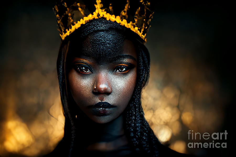 Black queen wearing crowns Digital Art by Kelle Hines - Fine Art America