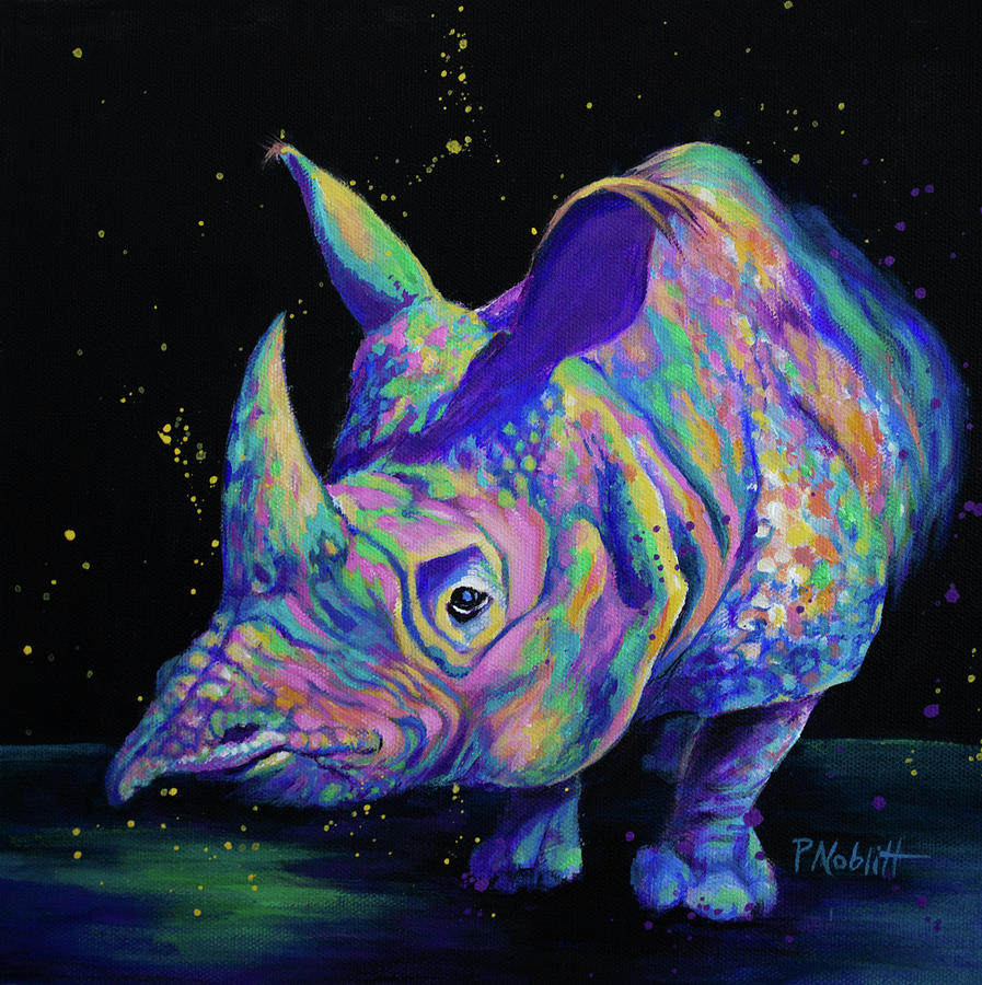 Black Rhino on the Moon Painting by Paula Noblitt - Fine Art America