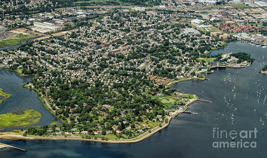 Black Rock in Bridgeport Connecticut Aerial Photograph by David Oppenheimer