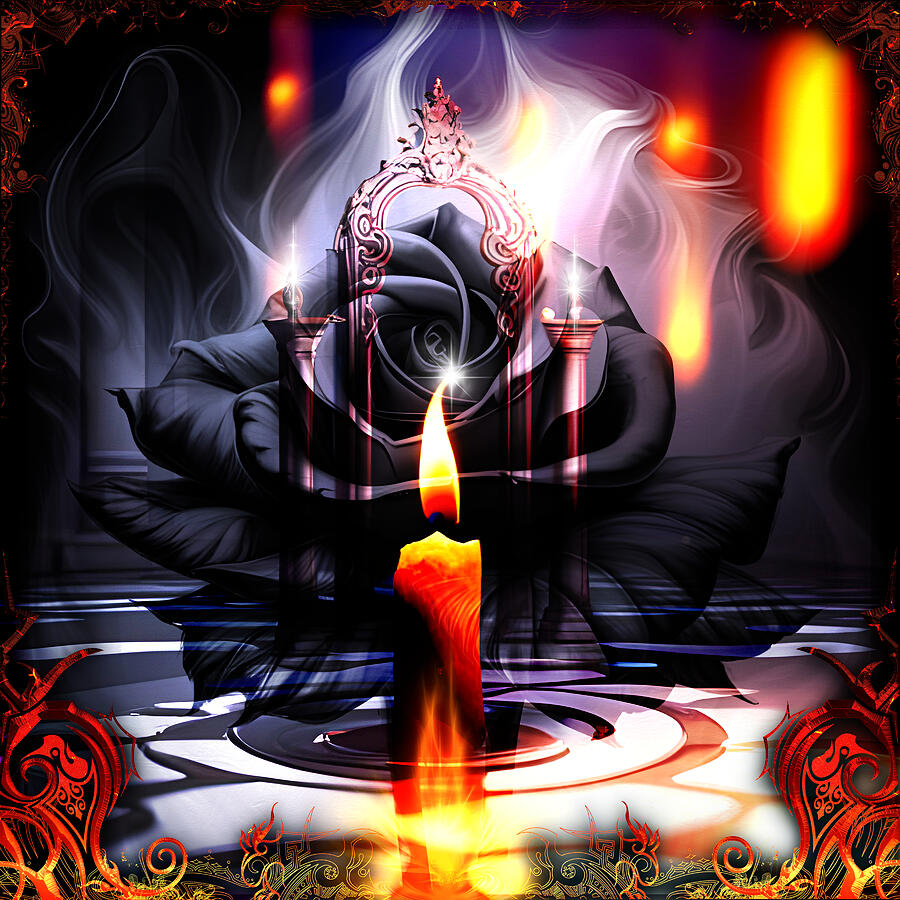 Black Rose Candle Digital Art by Michael Damiani
