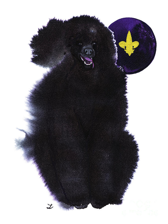 Black Royal Poodle Painting by Zaira Dzhaubaeva