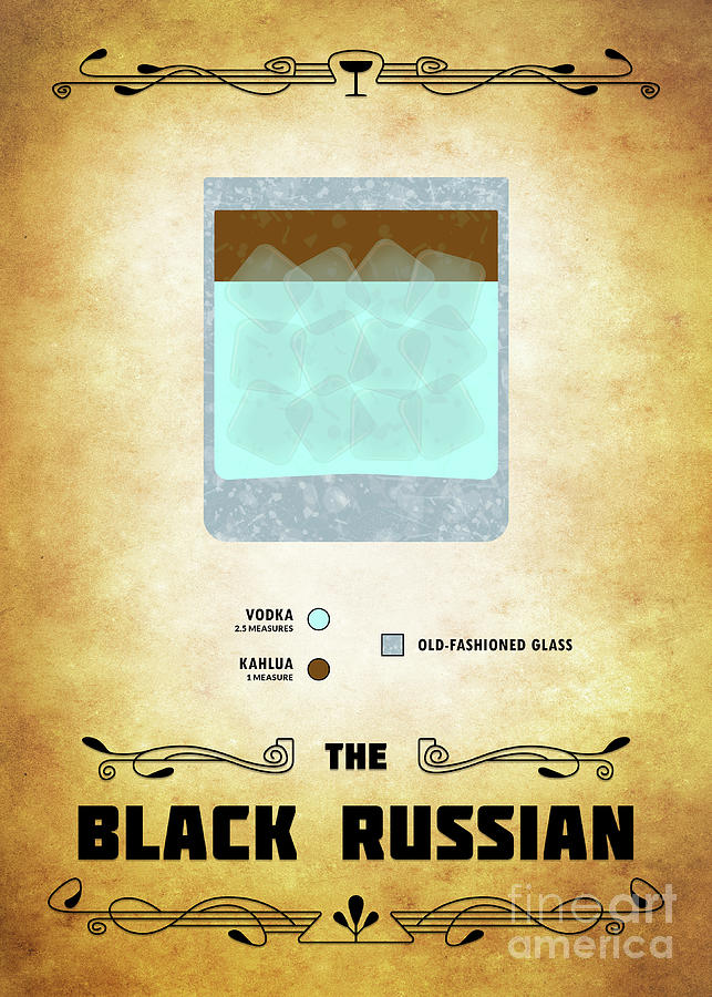 Martini Digital Art - Black Russian Cocktail - Classic by Bo Kev