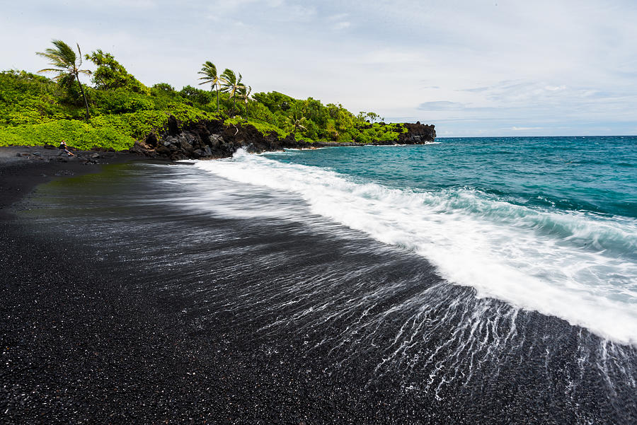Black Sand beach at Road to Hana Photograph by Andre Distel Photography
