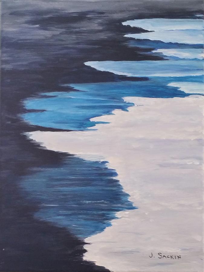 black sand beach painting