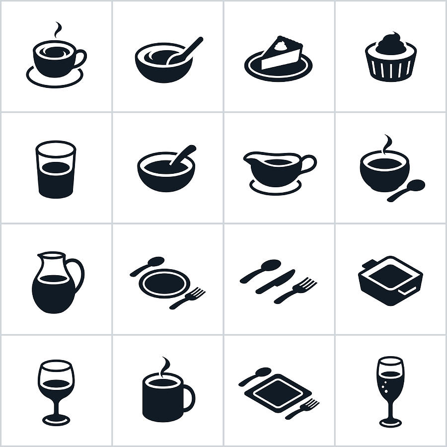 Black Serving Dishes Icons Drawing by Appleuzr