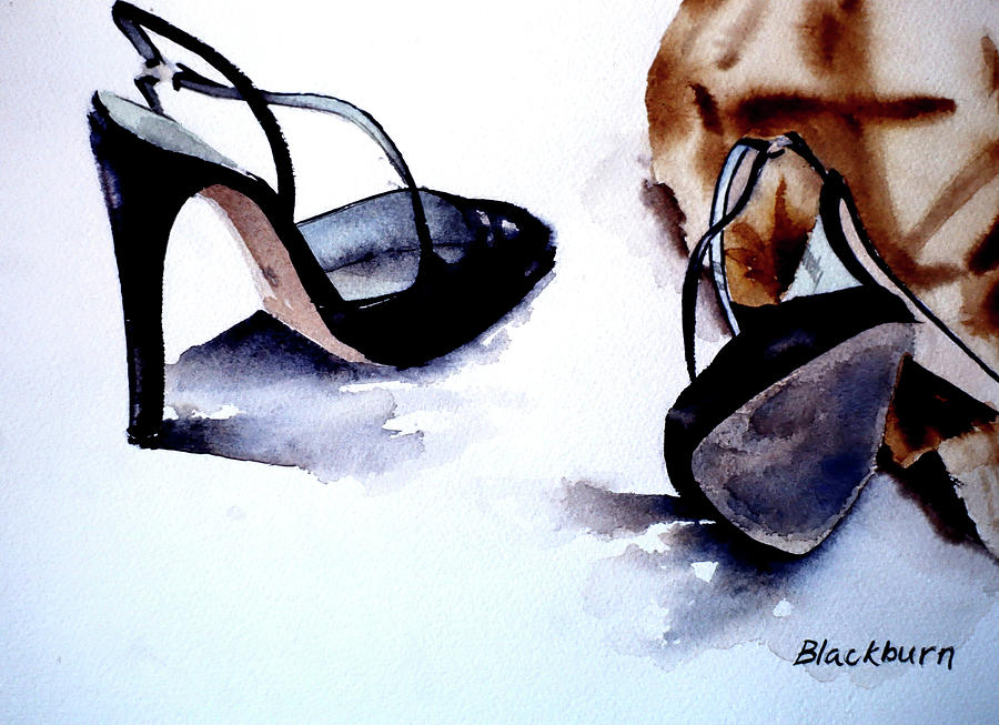 Footwear Painting - Black Shoes by Barbara Cooledge